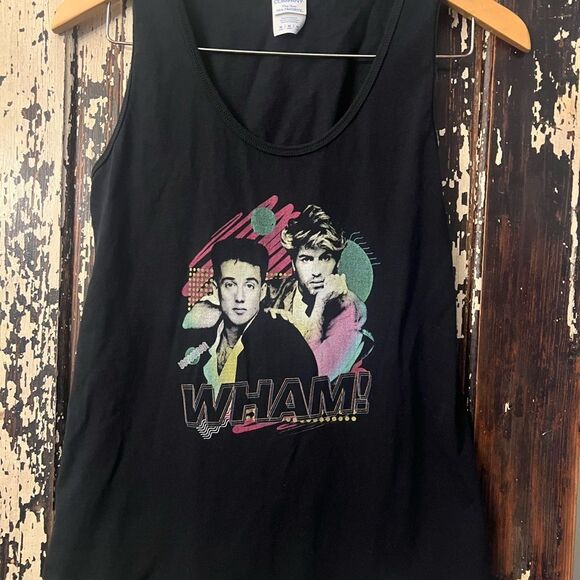 Port and Company Tops - Black WHAM! Graphic Art Tank Top 80’a look tank top. Unisex size Medium.